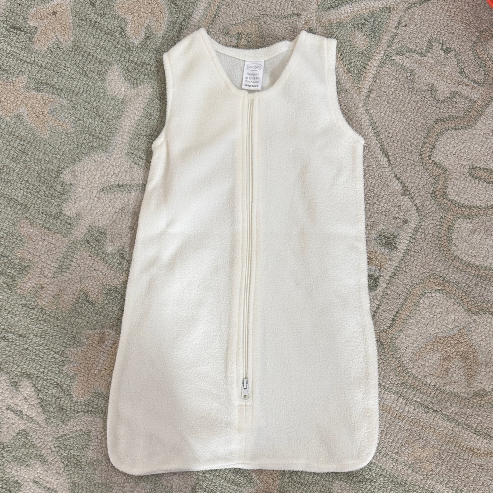 Bundle of 2 Fleece Bambini Napsack Wearable Blanket Cream White Sleep Sack NWOT